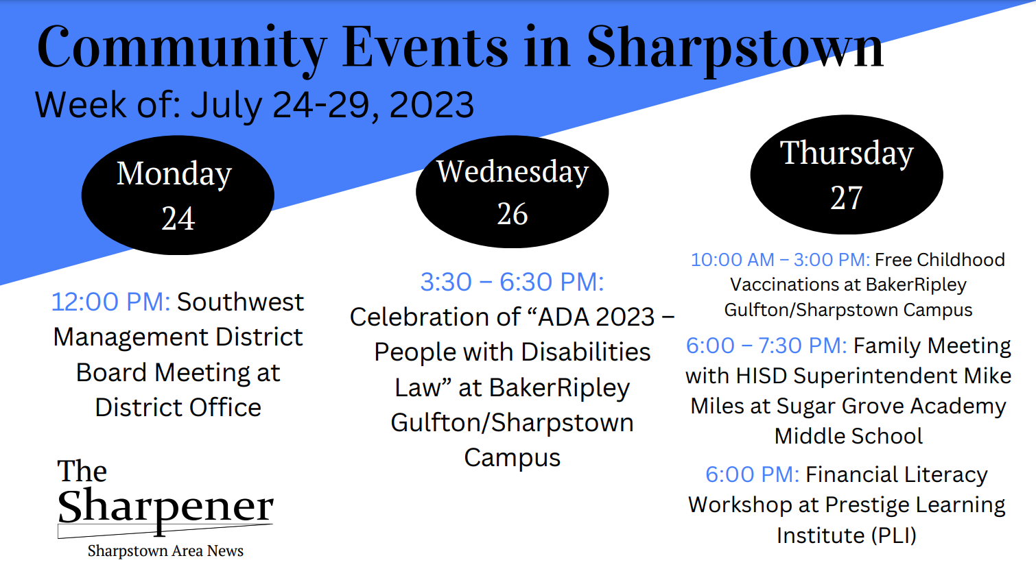 Community Events in Sharpstown: July 24-29, 2023